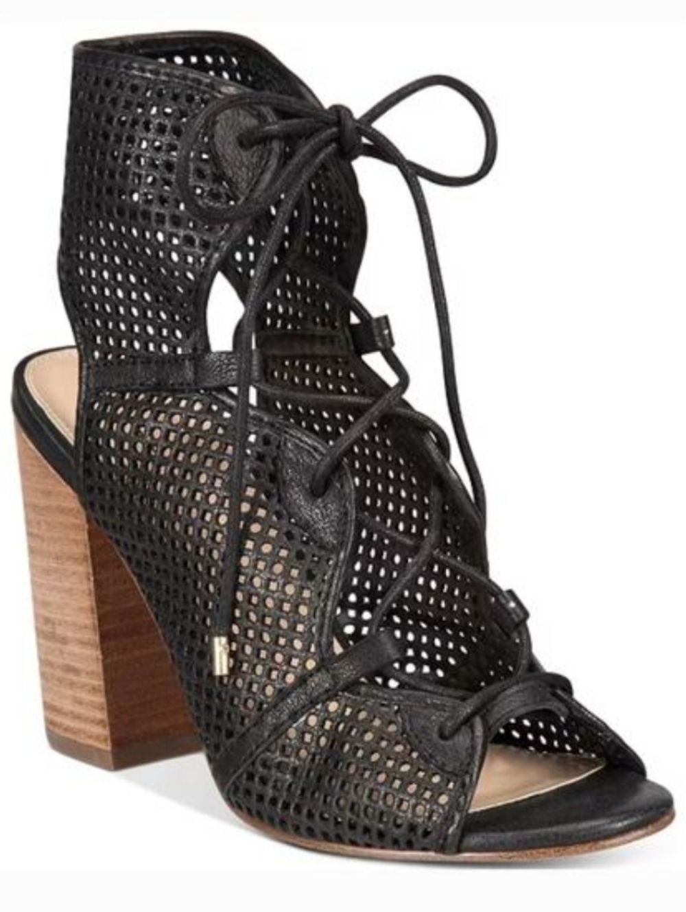 Aldo Alicya Perforated Lace Up Open Toe Block Heel Size 8